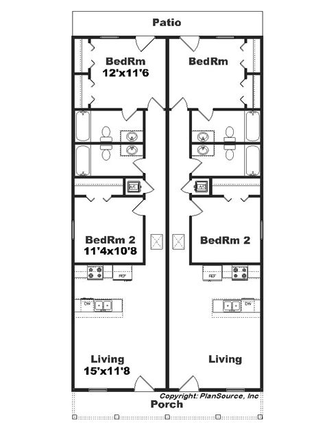 narrow lot duplex     duplex plans duplex house plans narrow house plans