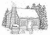 Cabin Coloring Winter Pages Christmas Log Wood Patterns Drawing Burning Pyrography Stamps Book Old Adults Printable Color Snow Scene Magnolia sketch template
