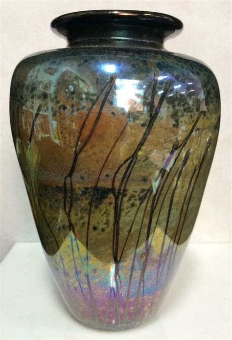Multi Colored Handcraftediridescent Art Glass Vase