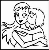 Coloring Mom Kids Kissing Pages Mother Mothers Characters sketch template