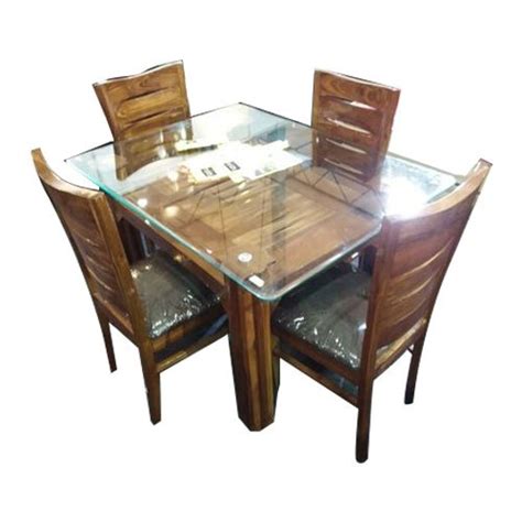 wooden glass  table chair  seater dining table set rs  set