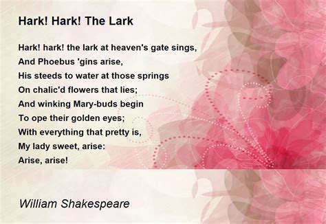 hark hark  lark poem  william shakespeare poem hunter comments page