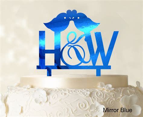 initial wedding cake topper custom blue cake topper color option oaq ebay