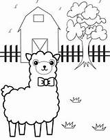 Coloring Alpaca Barn Cute Pages sketch template