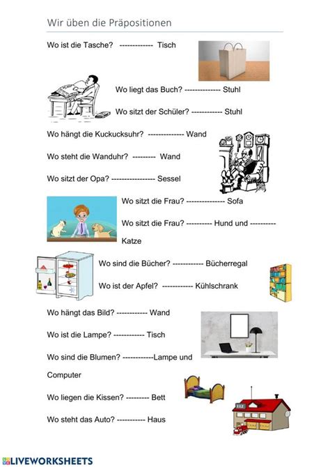 lokale praepositionen worksheet learn german german language learning german language