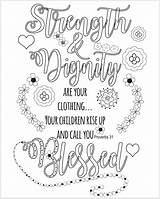 Coloring Quotes Pages Mothers Adult Scripture Colouring Etsy Strength Mother Proverbs Christian 31 Dignity Mandala Scriptures Quote Framed Floral Crafts sketch template