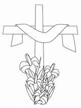 Easter Cross Coloring Pages Lily Clipart Sheets Christian Printable Colouring Sheet Spring Kids Clipground Draped Kidsworld Book Found Risen He sketch template