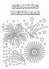 Gelukkig Kleurplaten Nieuwjaar Kleurplaat Vuurwerk Knutselen Volwassenen Oudjaar Handlettering Bord sketch template