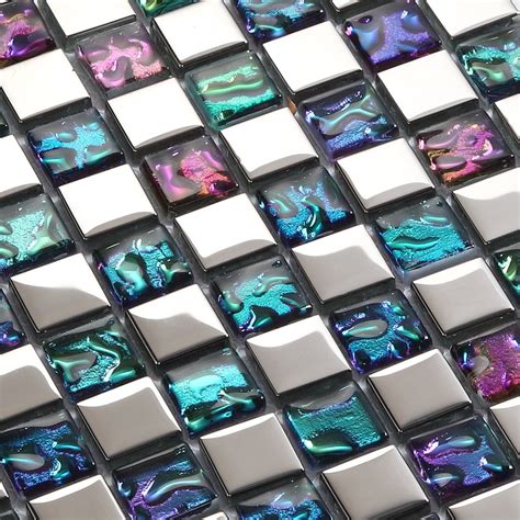 Plated Mosaic Glass Tiles Backsplash Ideas Bathroom Wall Shower Decor
