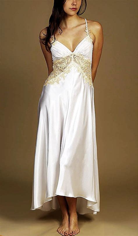 nightgown sabrina bridal satin and lace trim robe