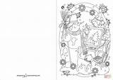 Christmas Cards Coloring Card Greeting Printable Colouring Pages Tree Painting Snowman sketch template