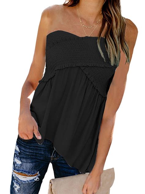 women s strapless bandeau boob tube tops ladies summer casual blouse t