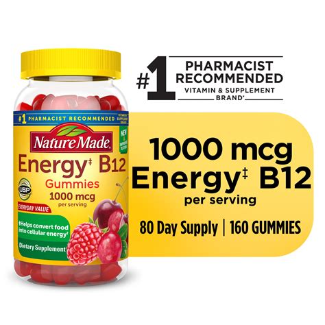 Buy Nature Made Energy B12 1000 Mcg Gummies Dietary Supplement 160