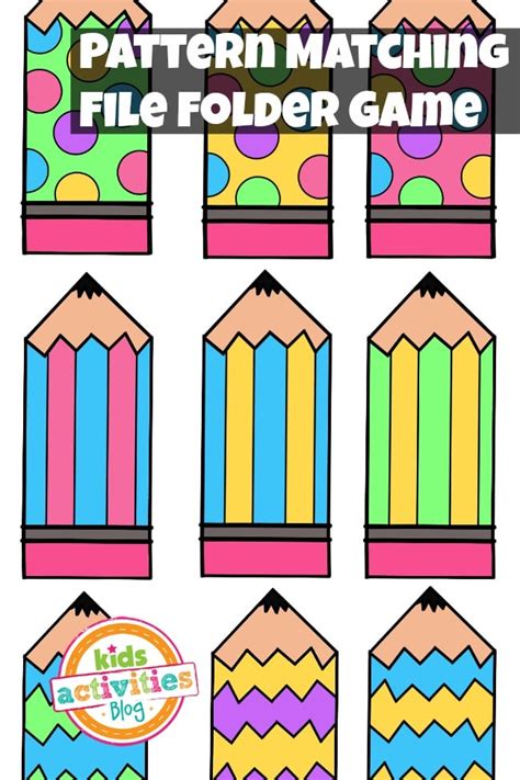 pattern matching  printable file folder game  preschoolers