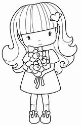 Coloring Girl Little Pages Cute Girls Flower Para Kids Flowers Drawing Clipart Color Flowergirl Colorear Colouring Pintar Dibujos Whimsie Doodle sketch template