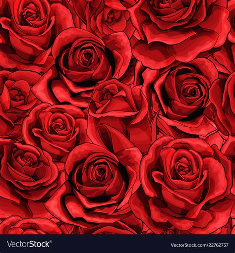 red rose flower bouquets elements seamless pattern
