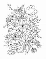 Coloring Adult Pages Flower Sheets Botanical Floral Drawing Digital Adults Realistic Watercolor Book Pattern Colouring Drawings Sheet Henna Etsy Visit sketch template