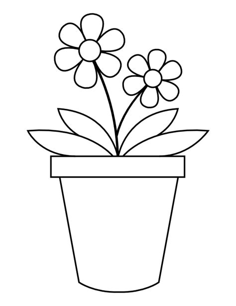 printable flowers  pot coloring page