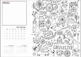 Calendar Coloring Printable Own Make Adults February sketch template