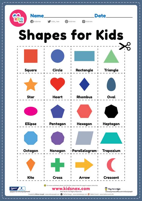 printable shapes  preschool kids flash card