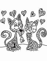 Coloring Katze Zentangle Gatitos Verliebt Verliefd Kleurplaat Enamorados Gatti Colorare Gatos Disegni Malvorlage Dibujos Walentynki Drukuj sketch template