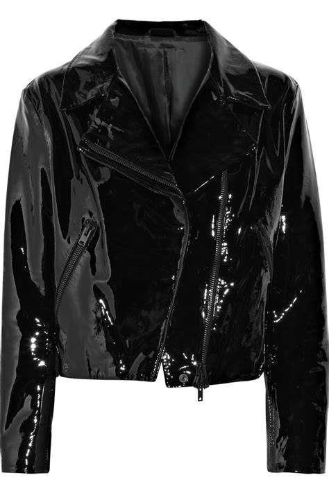 Acne Rita Patent Leather Biker Jacket In Black Lyst