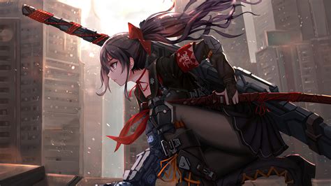 anime cyber arm sword girl  wallpaperx resolution