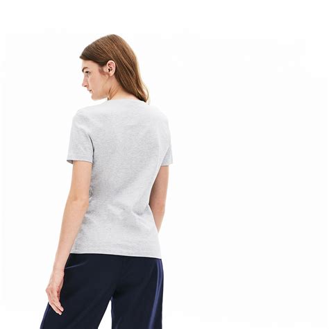 Womens Slim Fit V Neck Cotton Jersey T Shirt Lacoste