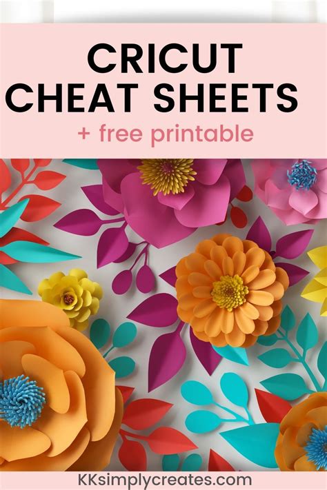 cricut cheat sheets  printable cricut crafts cricut projects