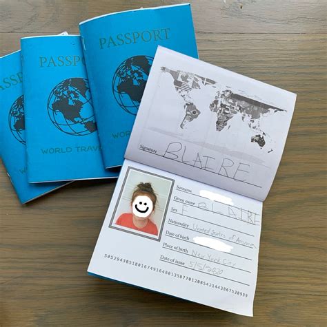 printable passport  kids  pretend play travel  etsy