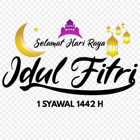 lettering text selamat hari raya idul fitri eid mubarak cumprimento