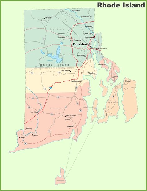 road map  rhode island  cities