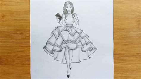 draw  girl  beautiful dresses art tutorial pencil