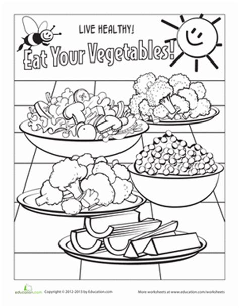 healthy eating coloring pages  kindergarten  svg images file
