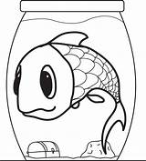 Fish Coloring Cartoon Bowl Fishbowl Goldfish Sheet Getdrawings Drawing sketch template