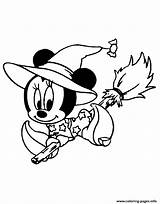 Halloween Coloring Minnie Pages Disney Broom Baby Riding Printable sketch template