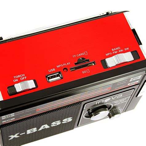 caixa de som  bass sem fio  radio fm    lanterna vermelho  preto rad  inova