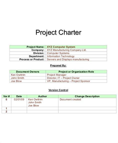 project charter  template business