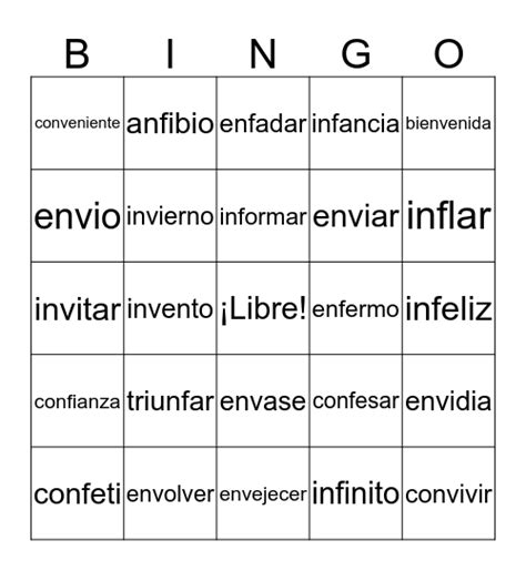 palabras  nv  nf bingo card