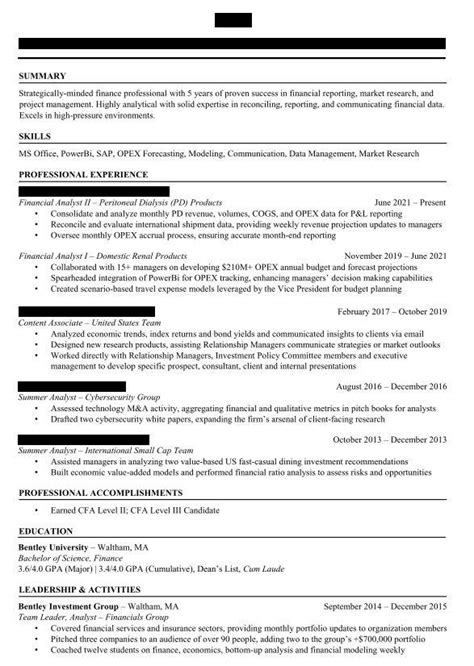 resume review request seeking sr fin analyst role rfpanda