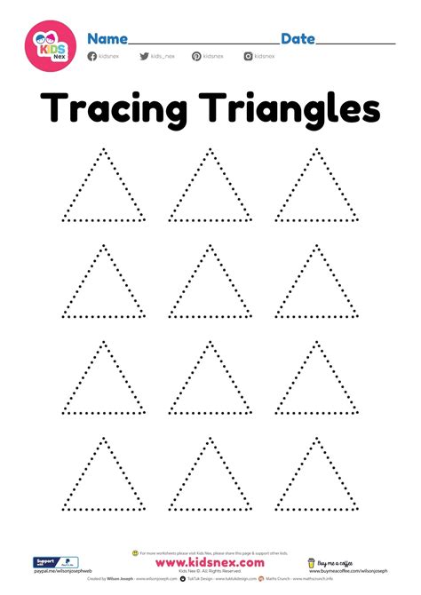 tracing triangle shapes worksheet  printable