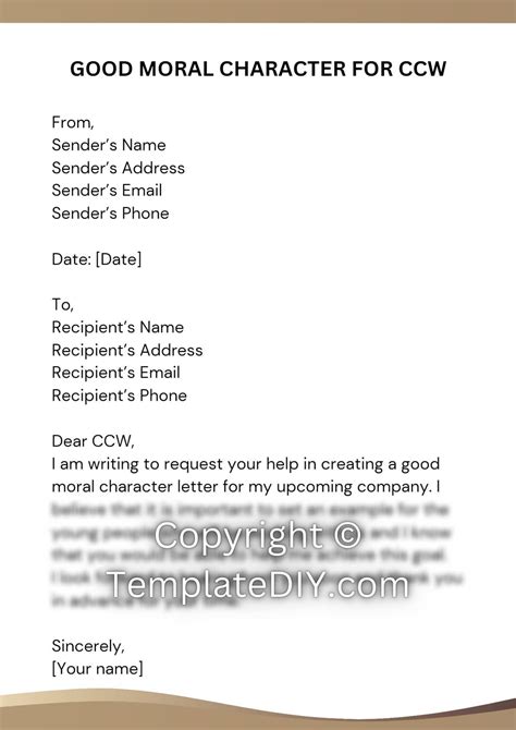 good moral character letter  ccw printable   word