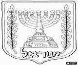 Coloring Menorah Pages Israel Jewish Oncoloring Printable Judaism Shield Symbols sketch template