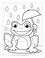 Coloring Spring Pages Kids Frog Sheets Preschool Rain Fun Umbrella Itsybitsyfun Printable Animal Colouring Printables Activities Worksheets Word Tracing Unicorn sketch template