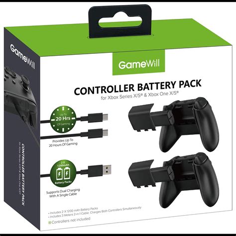gamewill rechargeable controller battery pack [2 pack] with [1200 mah