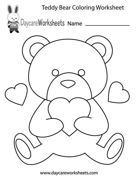 preschool teddy bear coloring worksheet