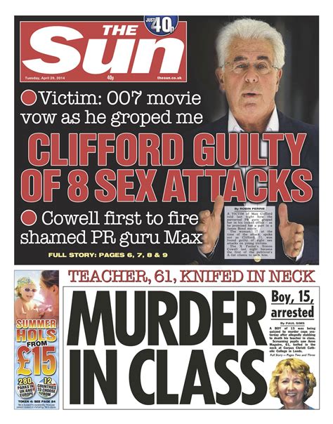 29th April 2014 Grope Newspapers Guilty Headlines The Globe