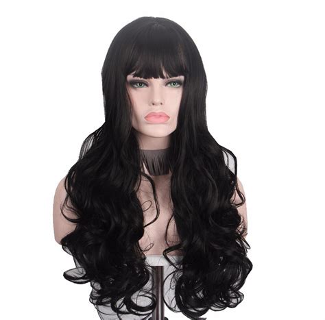 long black wig hair for women anxin cosplay curly wigs with bangs heat