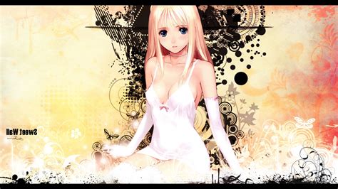 wallpaper colorful illustration blonde anime girls black hair graphic design original