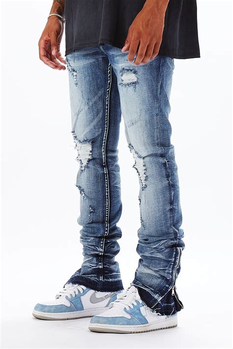 stacked jeans mens stacked skinny denim streetwear jeans